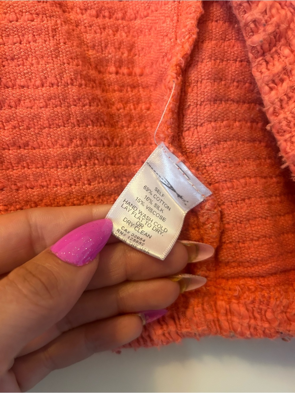 Nordstrom Go Make Noise Coral Tweed Jacket Small - Picture 3 of 3